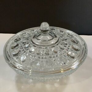 Federal Windsor Candy Dish Button and Cane Vintage Glass #40